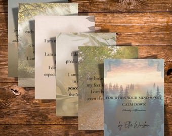 Soft Nature Affirmations Printable Set | 6-Page Grounding Words for Anxiety & Calm
