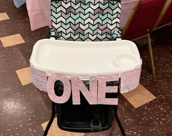 ONE high chair banner, customizable,your choice of font, map pattern, end shapes, Travel Theme, Baby's first birthday, First Birthday Banner