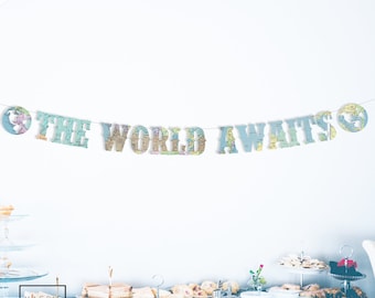 The World Awaits Banner, Pastel Map Paper, String It Yourself