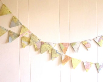 Flag Bunting, Vintage Map Pennant Garland, Pennant, Bunting, Flag Banner, Travel Theme, Vintage Maps, Vintage Wedding, Nursery Bunting