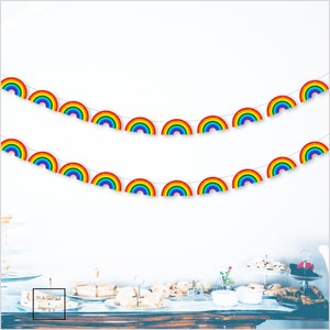 Rainbow Garland, 15 Multicolored Rainbow Shapes, Rainbow Party, Rainbow decorations, ready to string,