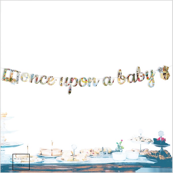 Book Themed Baby Shower, Once Upon A Baby Banner, Books For Baby Banner, VIntage Children's Books, String It Yourself