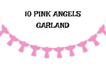 Pink Angels Garland, Banner, Christening, Baptism, First Communion, Customizable, Christmas Angels