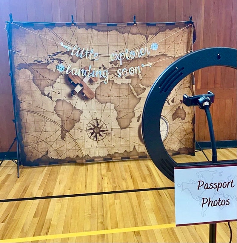 Lttle Explorer Landng Soon Banner, Lght Blue Maps, Baby Shower - View #4