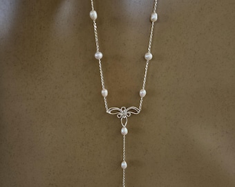 Collar de perlas de agua dulce y plata de ley – Perla barroca hecha a mano