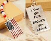 American Flag Car Charm,  Land of the Free Because of the Brave Rear-View Mirror Charm, Gift For Him , Truck Rear-view Mirror Charm