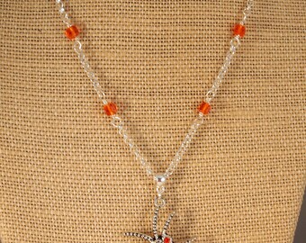 SALE Spider  Necklace Halloween Necklace Orange choker Necklace Crystal Necklace Halloween Jewelry Halloween Party Necklace Gothic Jewelry