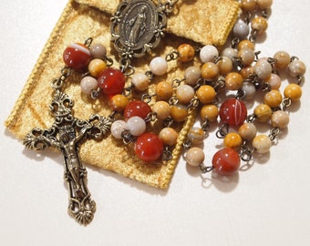 Traditional Gemstone Rosary Catholic Rosary Stone Rosary Religious Gift Virgin Mary Rosary Prayer Beads Holy Rosary Confirmation Gift