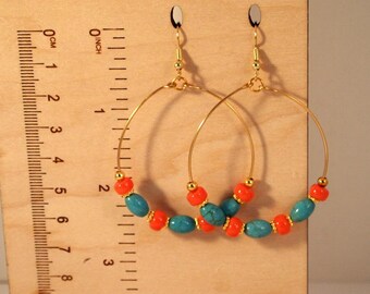 Bohemian Style Earrings Handmade Hoop Earrings Howlite Pierced-Clip-on Earrings Gypsy Jewellery Gypsy Earrings Sundance Style