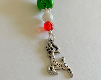 SALE Reindeer Zipper Pull Christmas Zipper Pull Beaded Christmas Purse Charm Teacher Gift Stocking Stuffier Planner Charm Gift Bag charm