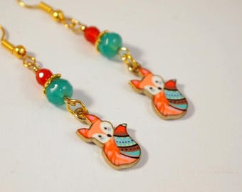 Handmade Fox Charm Earrings: Bohemian Dangle, Lightweight (2.25" Long)