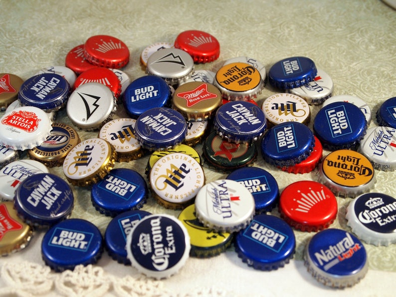 50 Assorted Beer Bottle Caps DIY Beer Caps Recycled Etsy