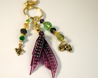 Mardi Gras Beaded Tassel Purse Charm Bohemian Key-chain Fat Tuesday Fob Hipster Key-chain Gift for Her Handmade Key-chain