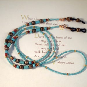 Southeastern Style Beaded Eyeglass Lanyard Women or Men Reading Glasses Lanyard Turquoise Boho Style Sun Glass Lanyard Face Mask Necklace