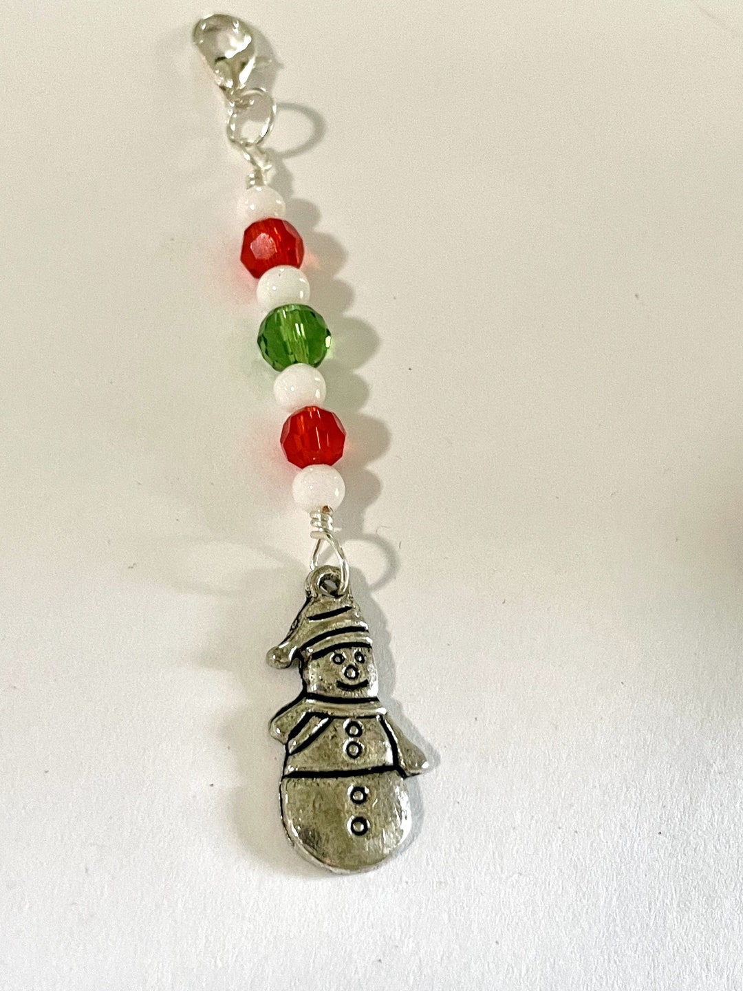 Christmas Zipper Pull Snowman Zipper Pull Beaded Christmas Etsy