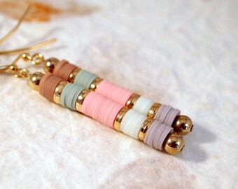 Spring Stick Earrings Handmade Earrings Clay Bead Pierced-Clip-on Earrings Gypsy Jewellery Gypsy Earrings Sundance Style