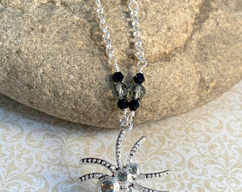 SALE Spider Necklace Halloween Choker Black Diamond Swarovski Crystals Choker Halloween Jewelry Halloween Party Necklace Gothic Jewelry