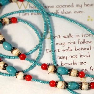 Southeastern Style Beaded Eyeglass Lanyard Women or Men Reading Glasses Lanyard Turquoise Boho Style Sun Glass Lanyard Face Mask Necklace