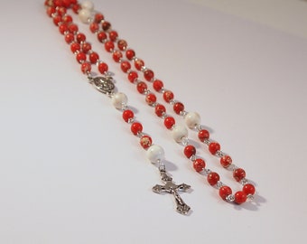 Traditional Gemstone Rosary Catholic Rosary Red Jasper Rosary Religious Gift Virgin Mary Rosary Prayer Beads Holy Rosary Confirmation Gift