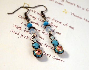 Victorian Crystal Drop Earrings, Swarovski Crystal Pierced or Clip-on Earrings