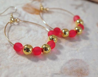 Bohemian Style Earrings Pink Handmade Hoop Earrings Howlite Pierced-Clip-on Earrings Gypsy Jewellery Gypsy Earrings Sundance Style