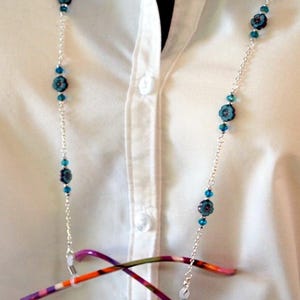 Blue Flower Eyeglass Lanyard Chain Bead Face Mask Necklace Czech Bead Reading Glasses Lanyard Sun Glass Lanyard Peeper Keepers