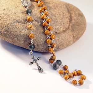 SALE Turquoise and Jasper Rosary Traditional Gemstone Rosary Catholic Rosary Religious Gift Prayer Beads Holy Rosary Confirmation Gift