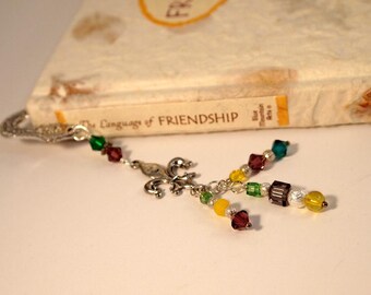 Mardi Gras Bookmark Fleur De Lis Bookmark Dangle Beaded Phoenix Tail Page Saver Office Gift Teacher Gift Reader Gift Book Lovers Gift