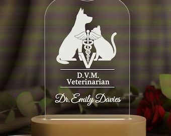 Custom Vet Clinic LED Sign, Personalized Veterinarian Gift
