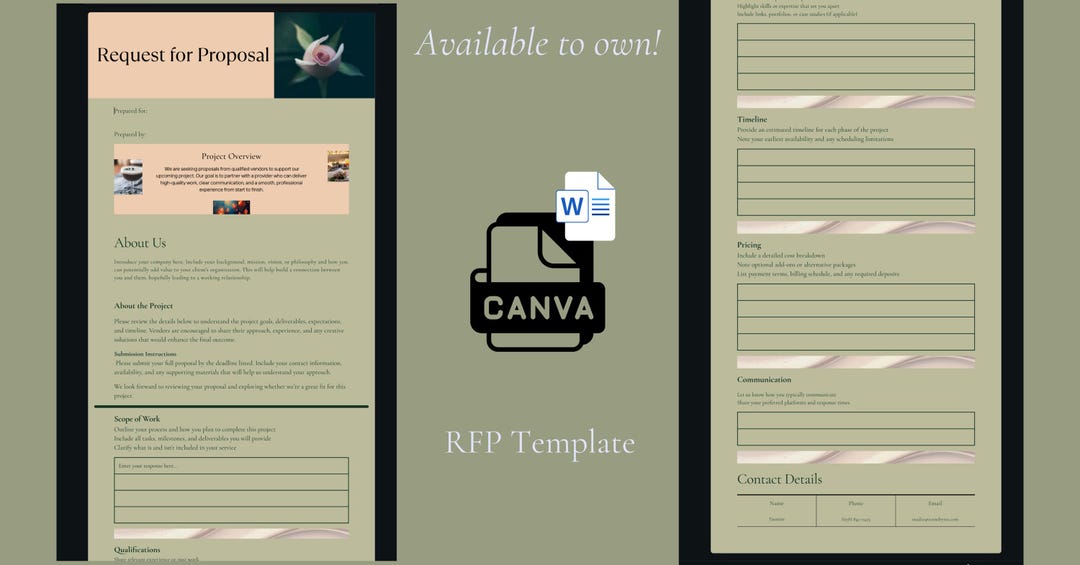Request for Proposal Canva Template | RFP Google Form | Professional ...