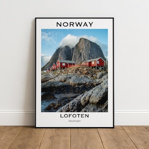 Lofoten Norway Travel Print - Affiche unique de qualité originale, art mural créatif avec cadre en métal