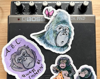 Vinyl Stickers, Primate Pack- Chimpanzees and Gorilla
