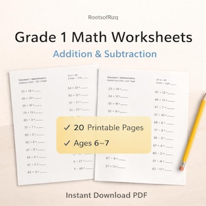 小学1年生向け算数ワークシート（足し算・引き算）｜6～7歳向けホームスクール用PDF