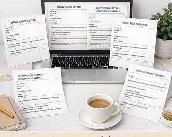 Modelos de Cartas de Justificativa | RH - Medidas Disciplinares e Advertências (Word e Canva)