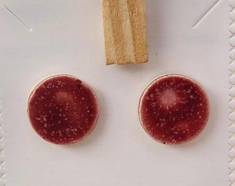 Red Glaze Ceramic Stud Earrings (stainless steel)