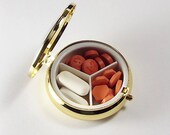 Engraved Personalized Pill Box Two Tone Round Three Compartment -Hand Engraved