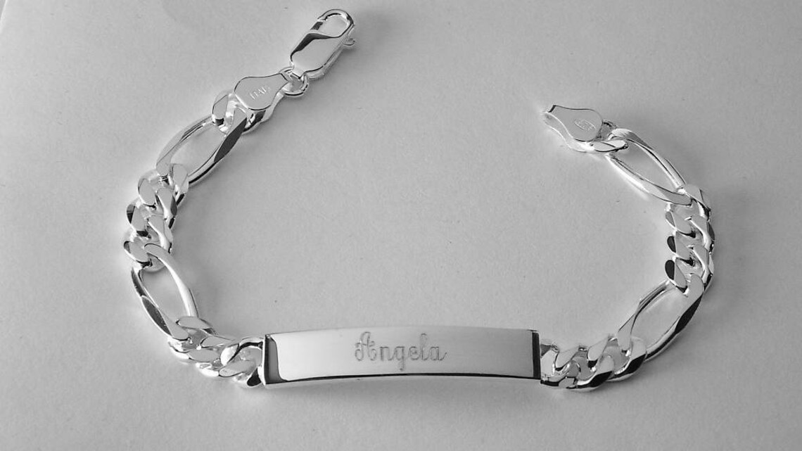 Custom Engraved ID Bracelet Sterling Silver 7 Inch Length Etsy