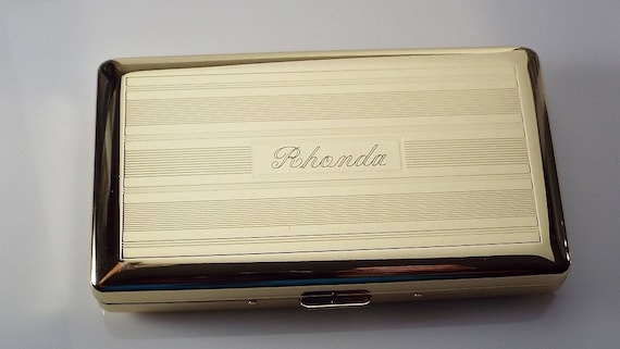 personalised cigarette case australia Custom Engraved Golden Cigarette Case Double Sided Linear Design 120s Personalized  Cigarette Holder -hand Engraved