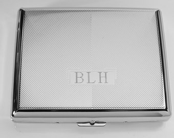 Custom Engraved Cigarette Case Personalized Double Sided 100s Textured Design Case  -Hand Engraved