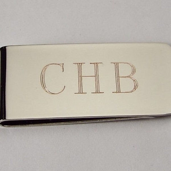 Custom Engraved Silver Money Clip Personalized High Polish Non Tarnish Nickel Plated  - Hand Engraved