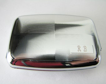 Custom Engraved Personalized Checker Board Design Silver Pill Box -Hand Engraved