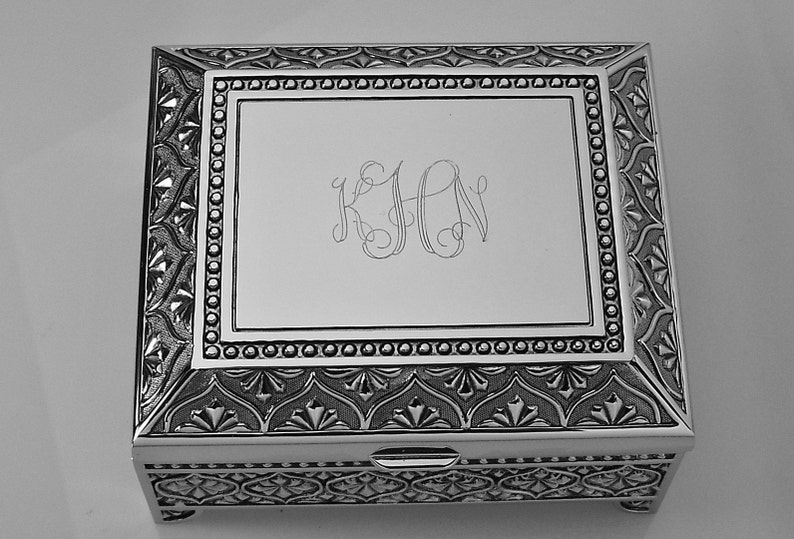 Custom Engraved Jewelry Box Personalized Silver Nickel Plated Etsy
