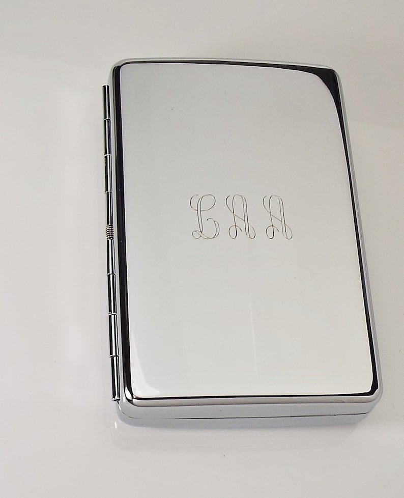 Custom Engraved Personalized Cigarette Case High Polish Double Sided 100s Size Hand Engraved image 5