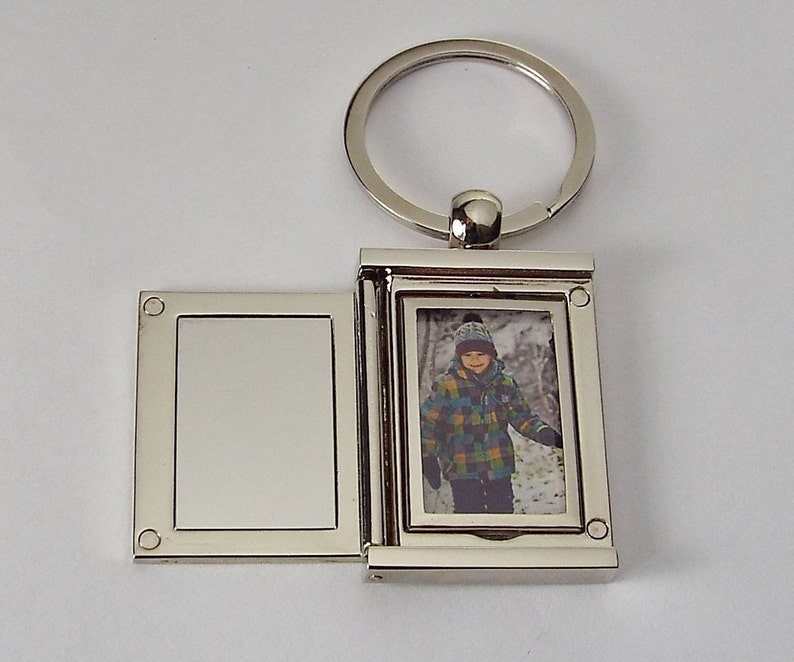 Engraved Photo Locket Keychain Personalized Custom Silver High Etsy
