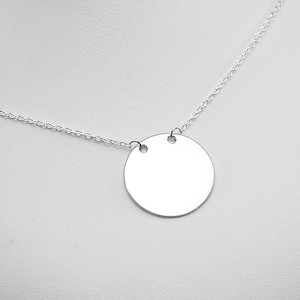Monogram Necklace Sterling Silver Custom Engraved Personalized 7/8 Inch Round Disc with Adjustable Length Chain - Hand Engraved