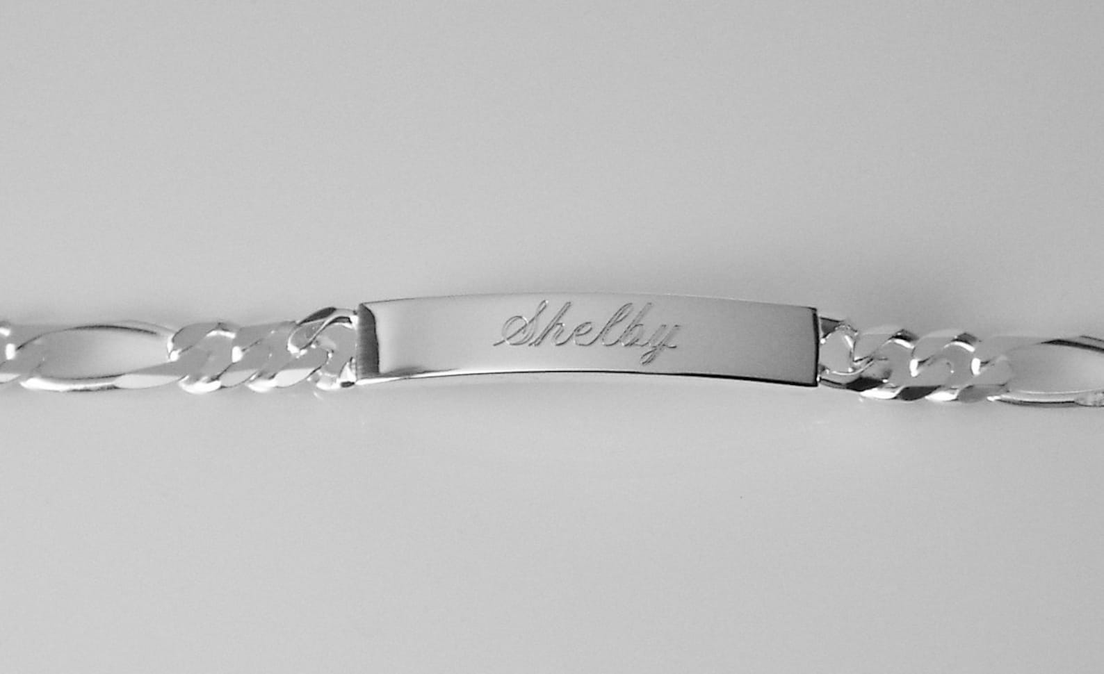 Custom Engraved ID Bracelet Sterling Silver 7 Inch Length Etsy