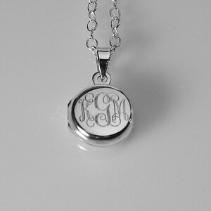 Personalized Sterling Silver Round Locket Petite 1/2 Inch Custom Engraved Hand Engraved image 3