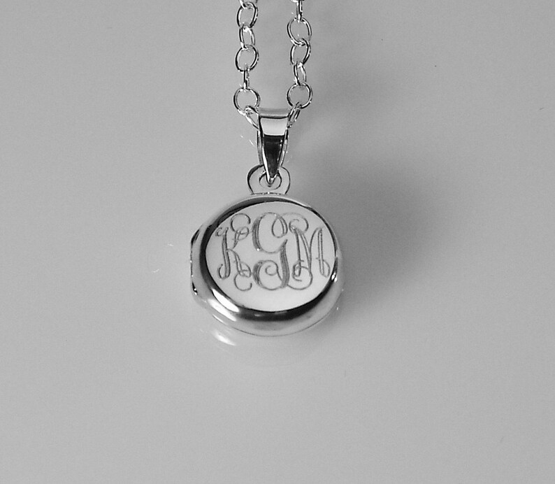 Personalized Sterling Silver Round Locket Petite 1/2 Inch Custom Engraved Hand Engraved image 3