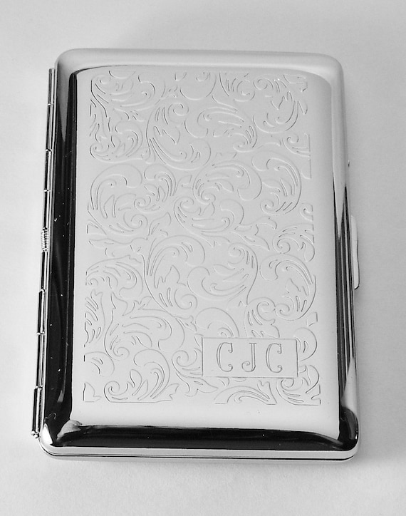 Custom Engraved Business Card Case Paisley Design Business Card or Single  Sided Cigarette Case -hand Engraved