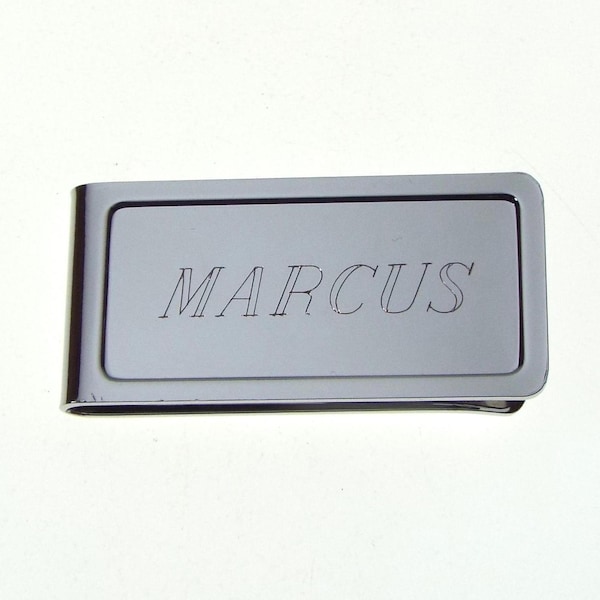 Custom Engraved Money Clip Personalized Chrome Plated  - Hand Engraved